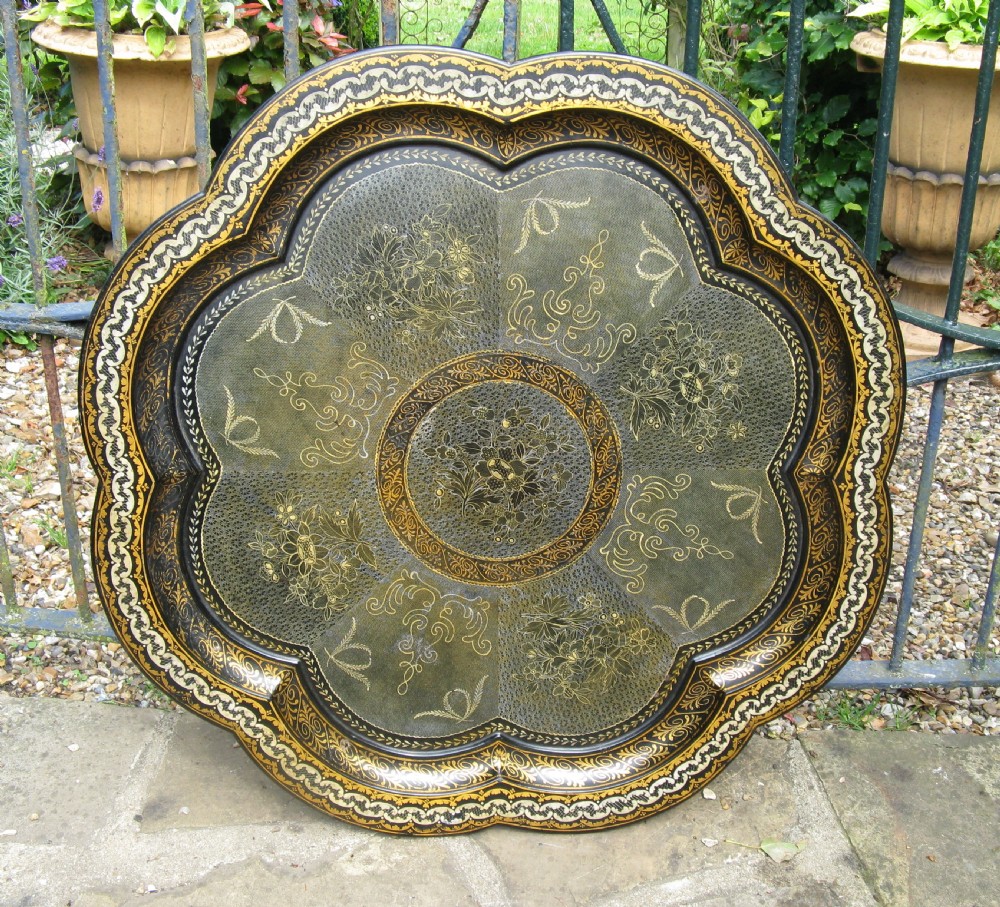 FINE & LARGE PAPIER MACHE TRAY c1850
