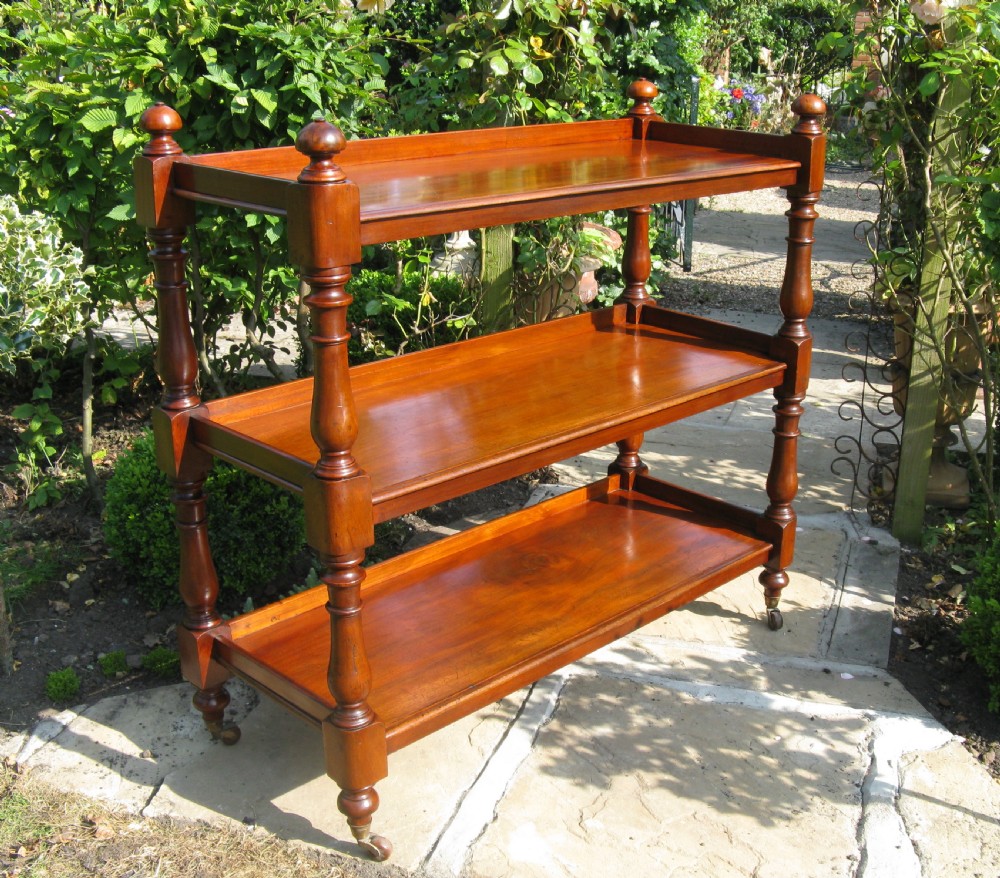 VICTORIAN MAHOGANY THREE TIER BUFFET DUMB WAITER c1880