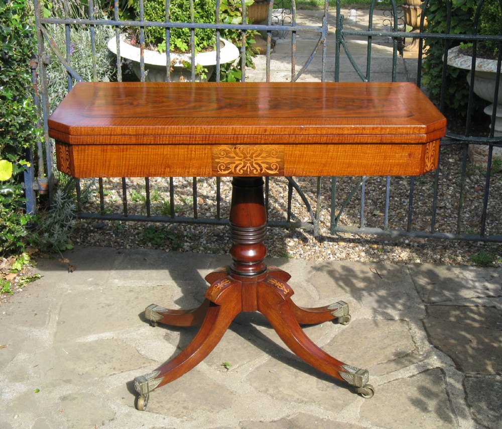 FINE REGENCY INLAID MAHOGANY CARD TABLE c1820