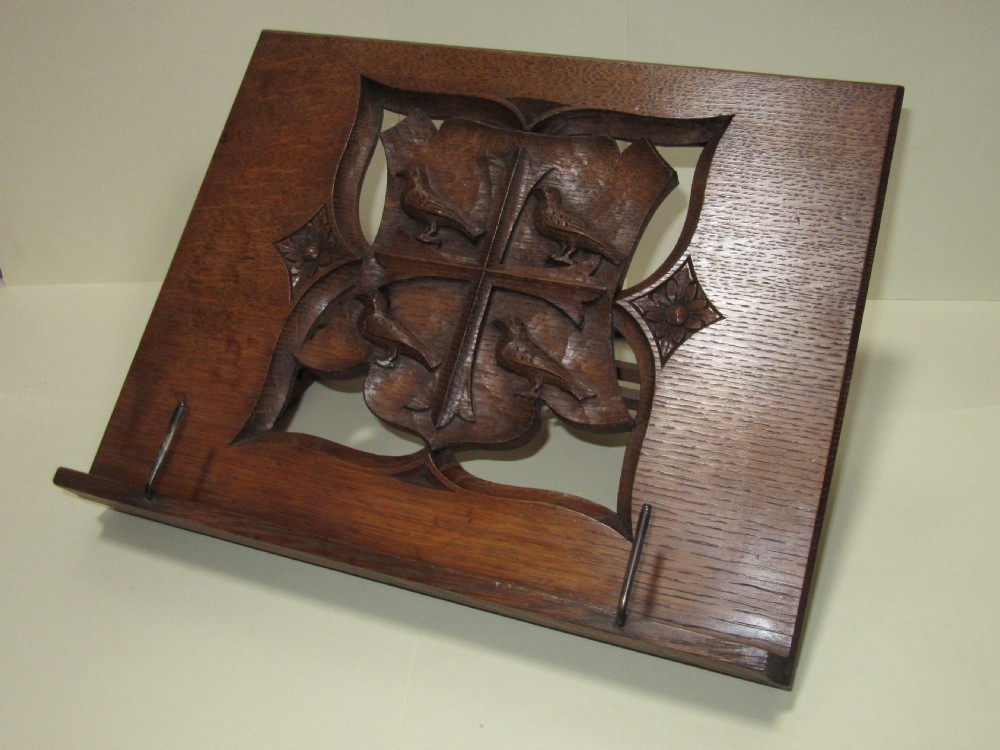 CARVED OAK READING STAND BOOK STAND LECTURN c1920