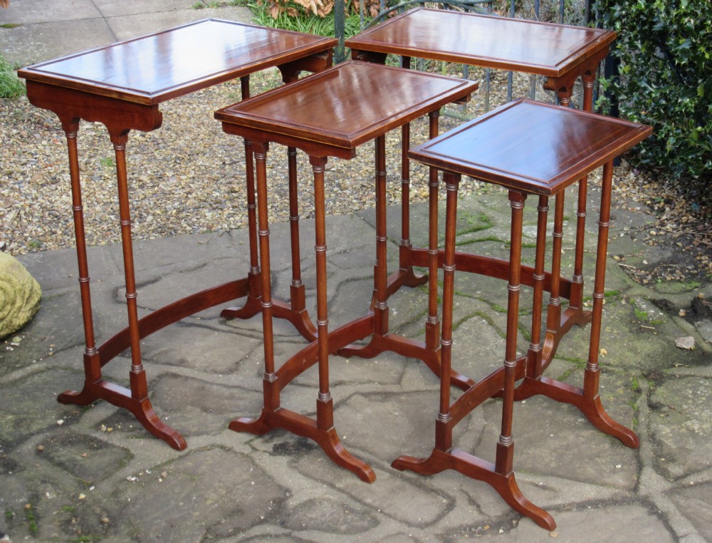 EDWARDIAN INLAID MAHOGANY NEST OF FOUR TABLES c1910