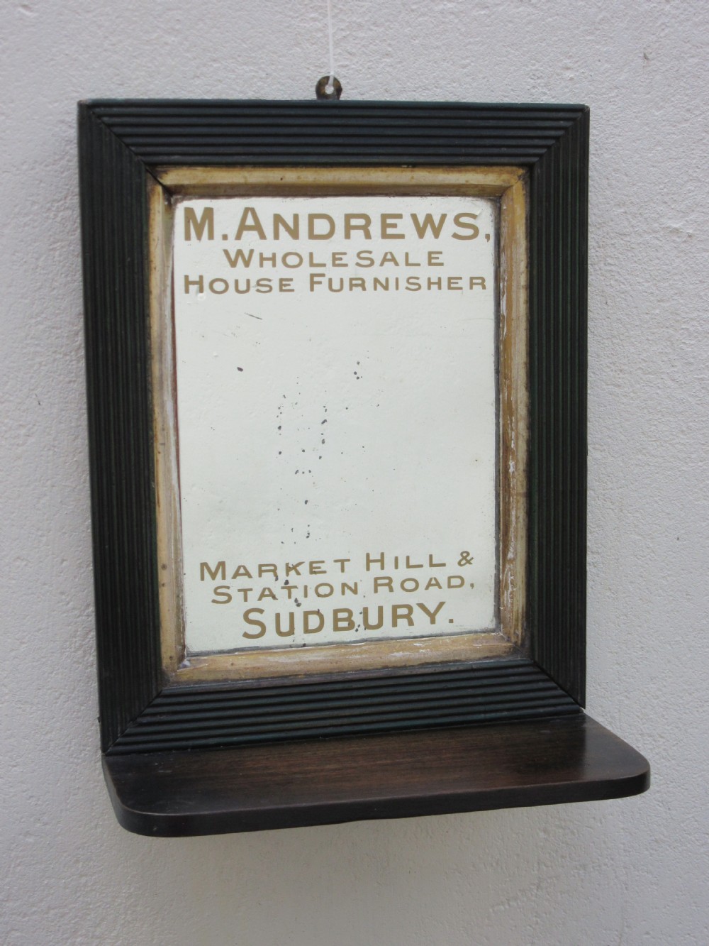 ORIGINAL GILT PAINTED SUDBURY SUFFOLK ADVERTISING MIRROR c1910
