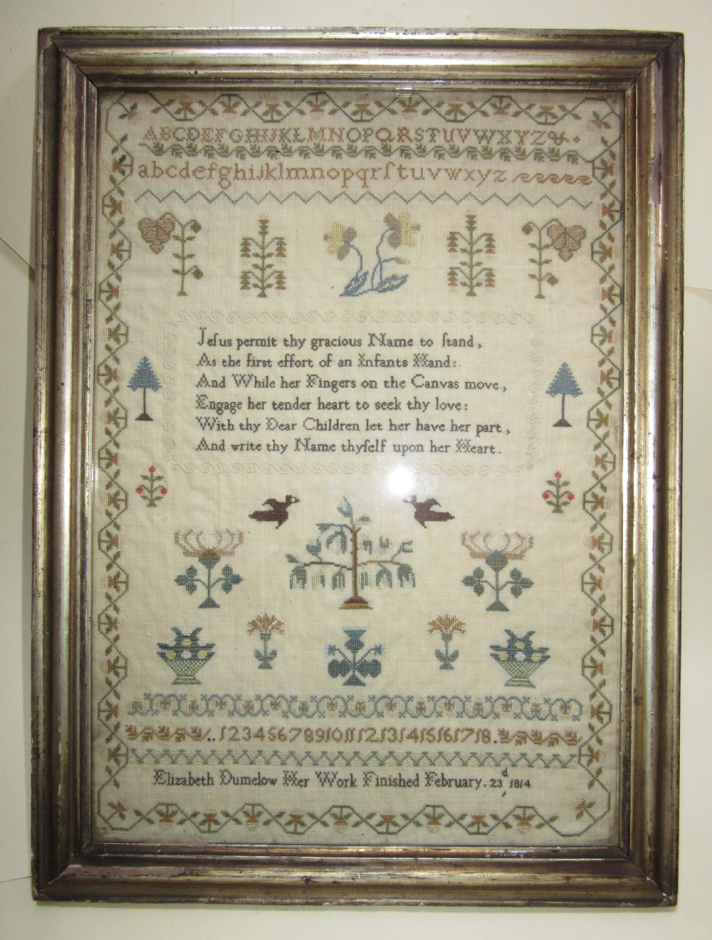 FINE ENGLISH GEORGIAN SAMPLER ELIZABETH DUMELOW 1814