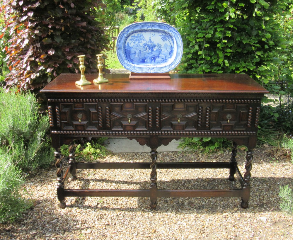 ANTIQUE JACOBEAN STYLE OAK DRESSER c1920