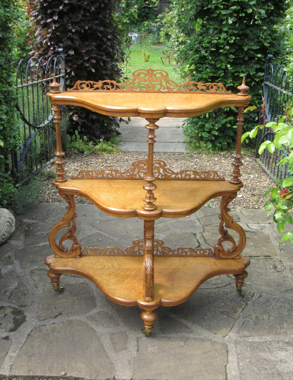GOOD ANTIQUE BURR MAPLE WHATNOT circa 1860