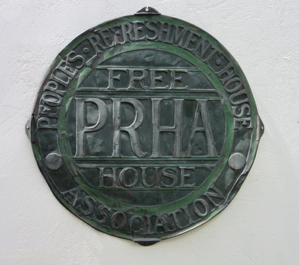 EDWARDIAN PAINTED COPPER TEMPERANCE PUB SIGN