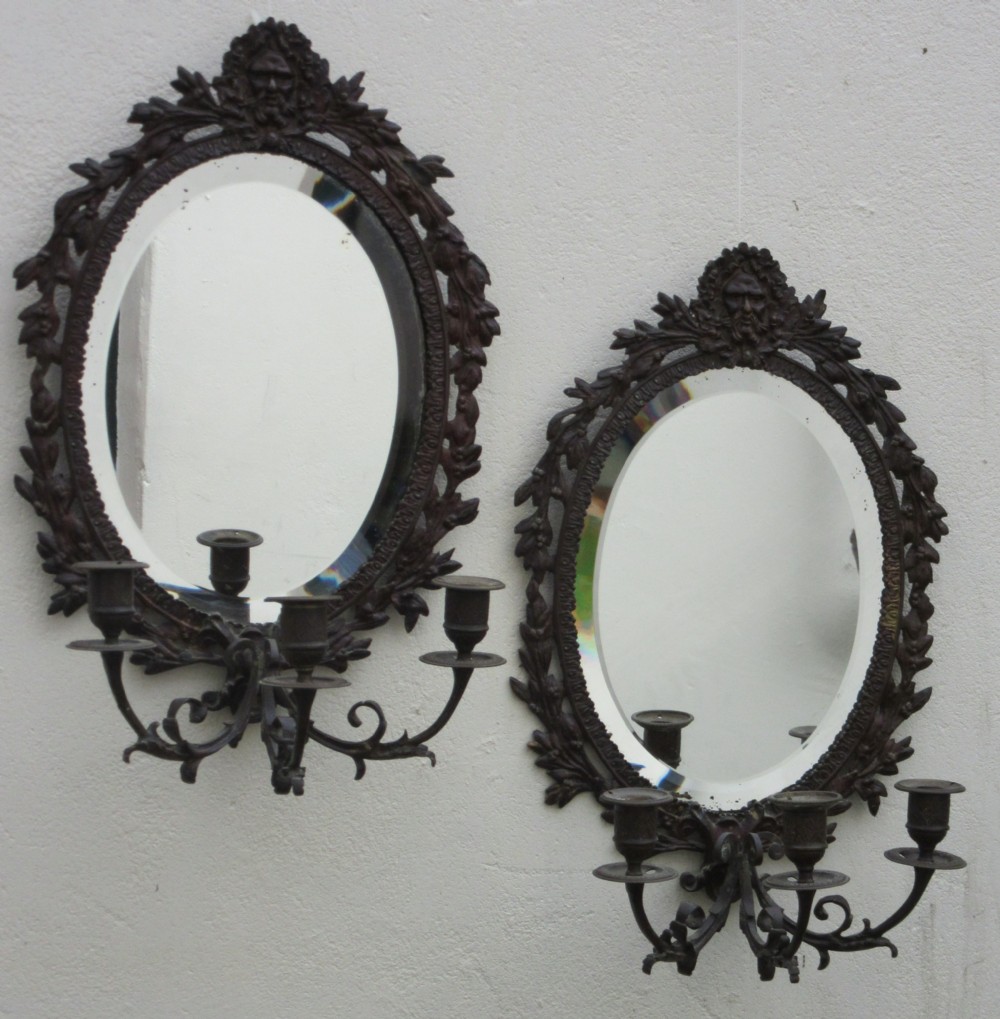 PAIR OF VICTORIAN CAST METAL GIRANDOLES circa 1880