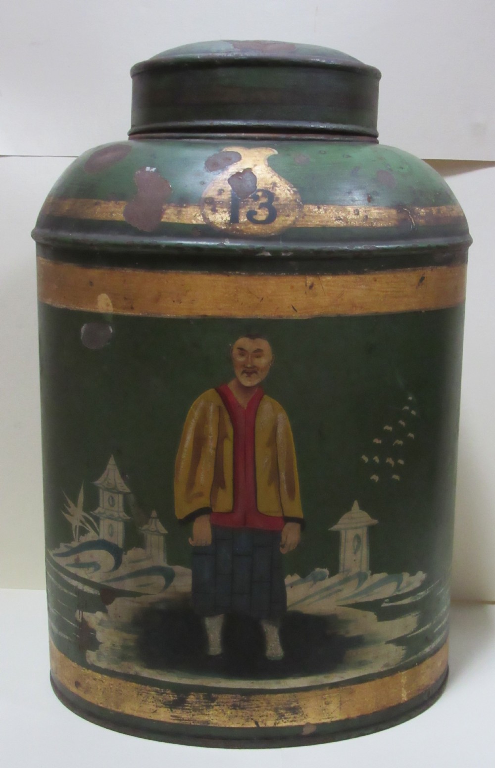 ANTIQUE ENGLISH TOLEWARE TEA CANISTER c1850 PARNALL & SONS