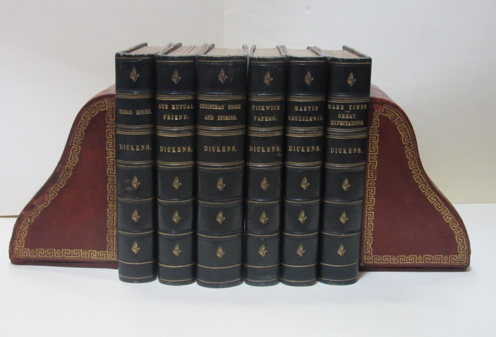 PAIR OF DREYFOUS WEIGHTED LEATHER BOOKENDS c1910