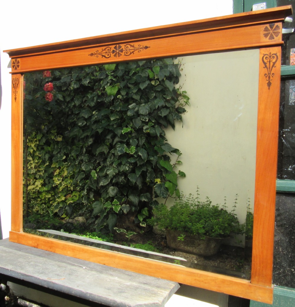 INLAID CHERRYWOOD BEVELLED GLASS MIRROR c1900
