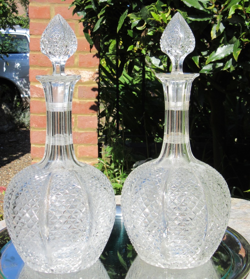 PAIR OF VICTORIAN CUT GLASS DECANTERS c1880