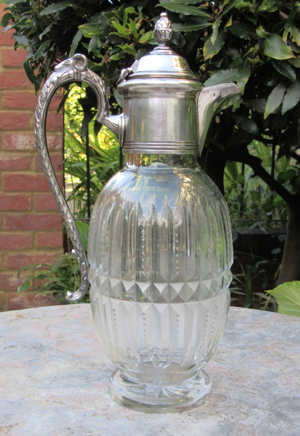 VICTORIAN CUT GLASS CLARET JUG c1890