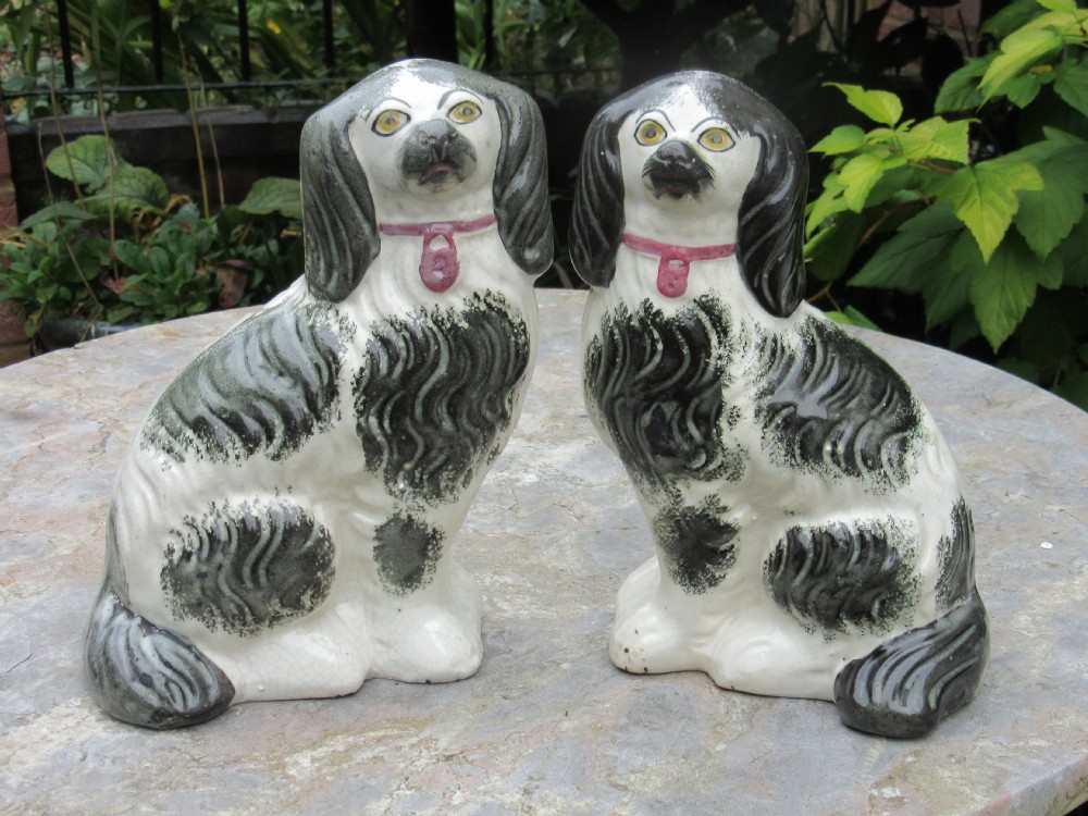 PAIR OF ANTIQUE STAFFORDSHIRE DOGS c1870