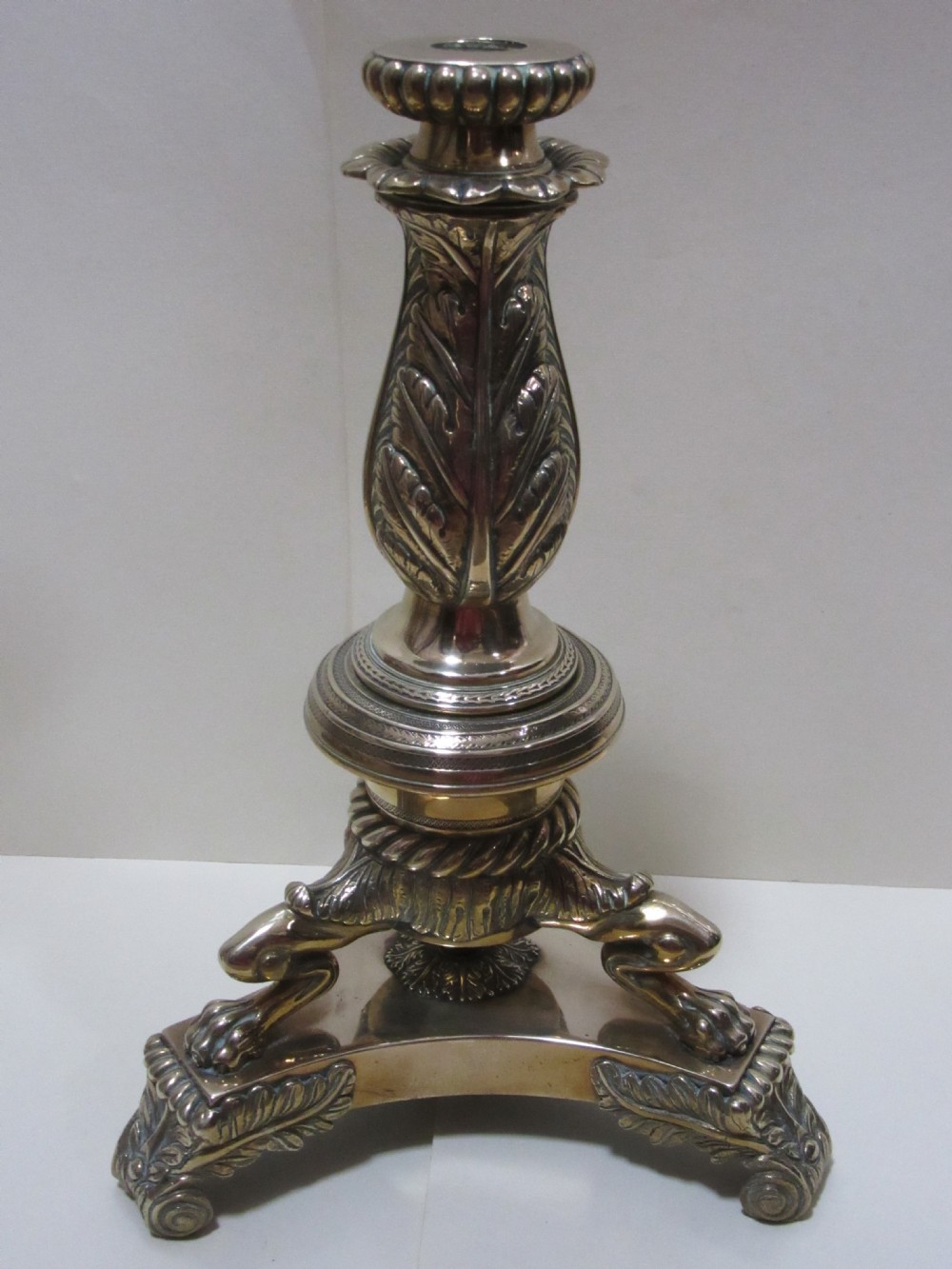 FINE ANTIQUE BRASS LAMP BASE c1840