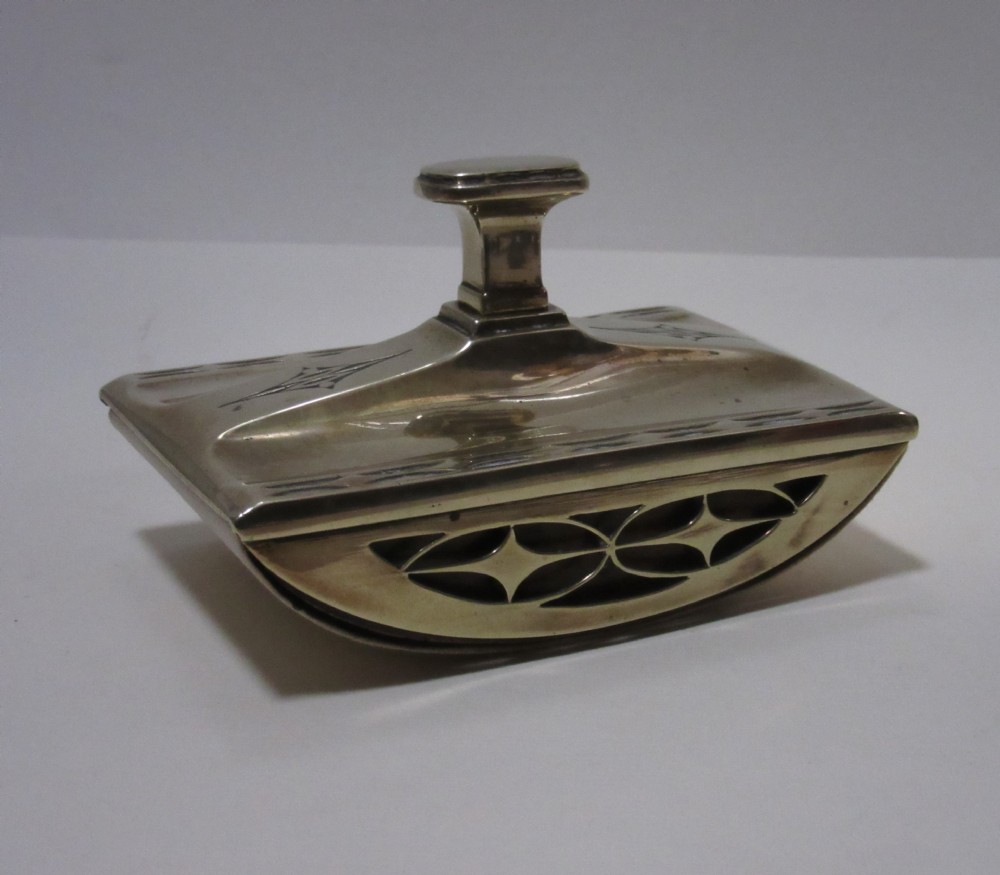 ART NOUVEAU BRASS & WALNUT DESK BLOTTER
