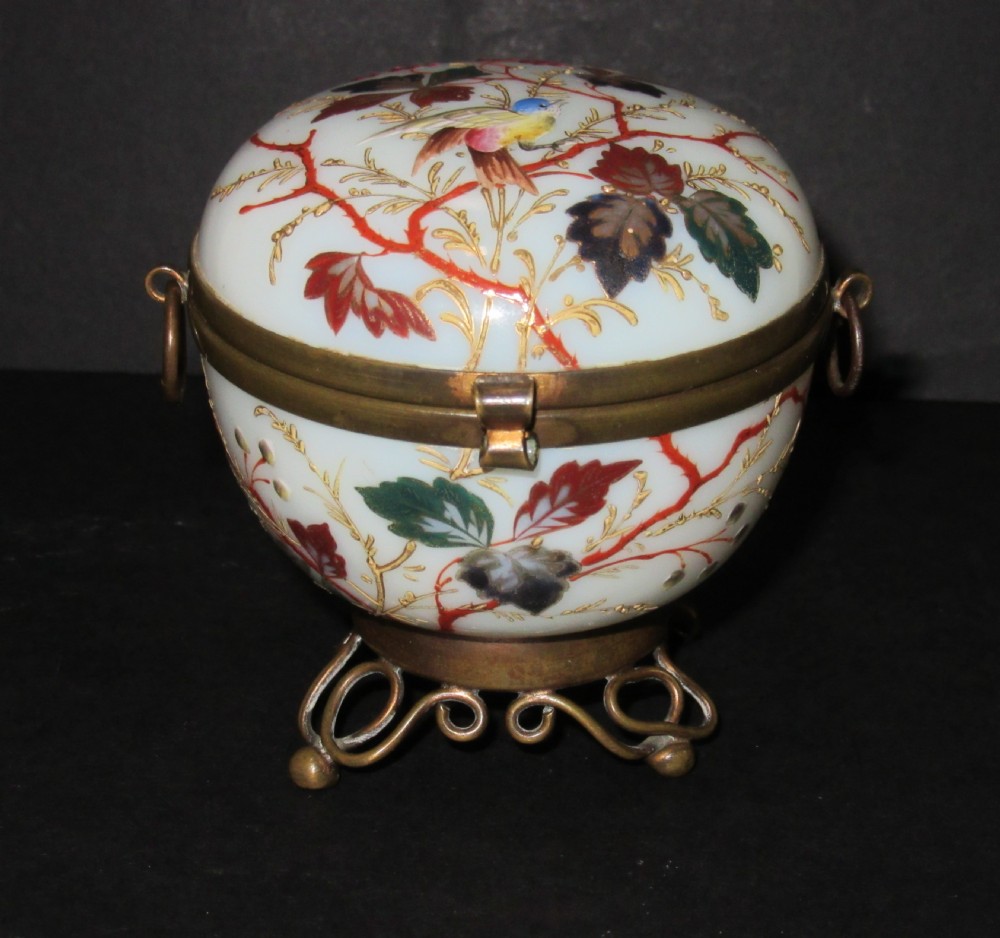 ANTIQUE GLASS JEWELLERY CASKET c1880