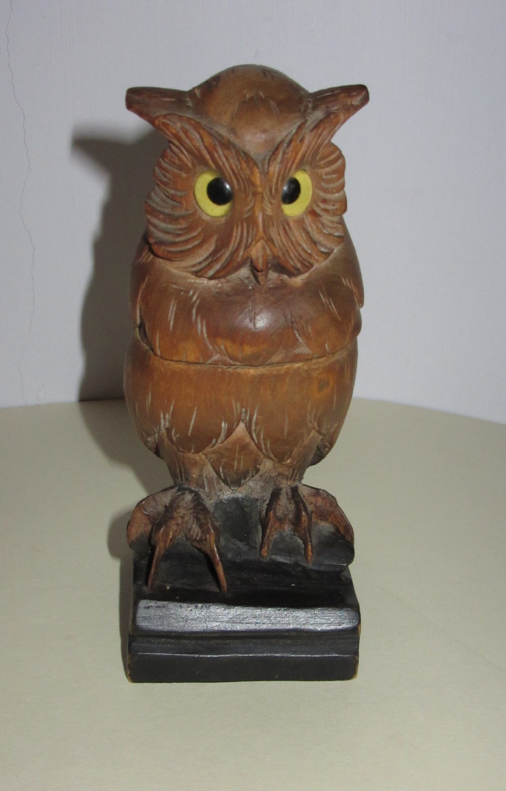 BLACK FOREST CARVED OWL INKWELL c1900