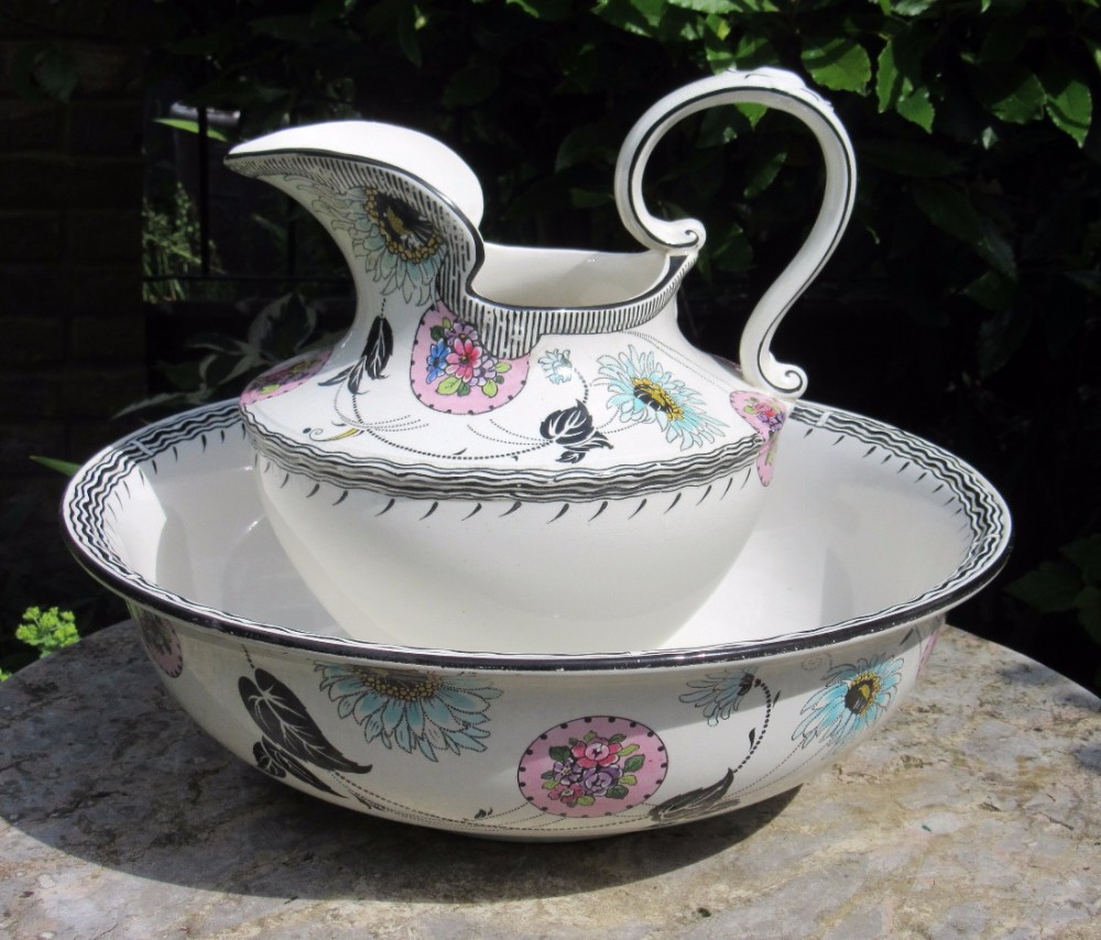 ENGLISH ART NOUVEAU JUG & WASH BOWL  c1910