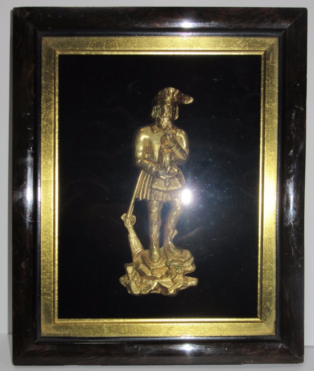 FINE CASED ORMOLU PORTRAIT OF SCOTTISH GHILLIE HIGHLANDER 