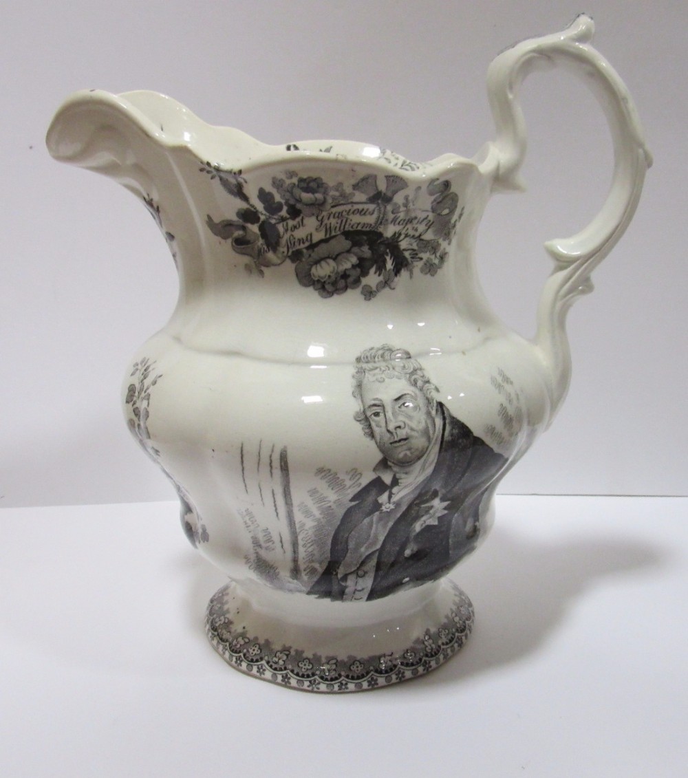 WILLIAM IV & QUEEN ADELAIDE TRANSFER PRINTED JUG c1830