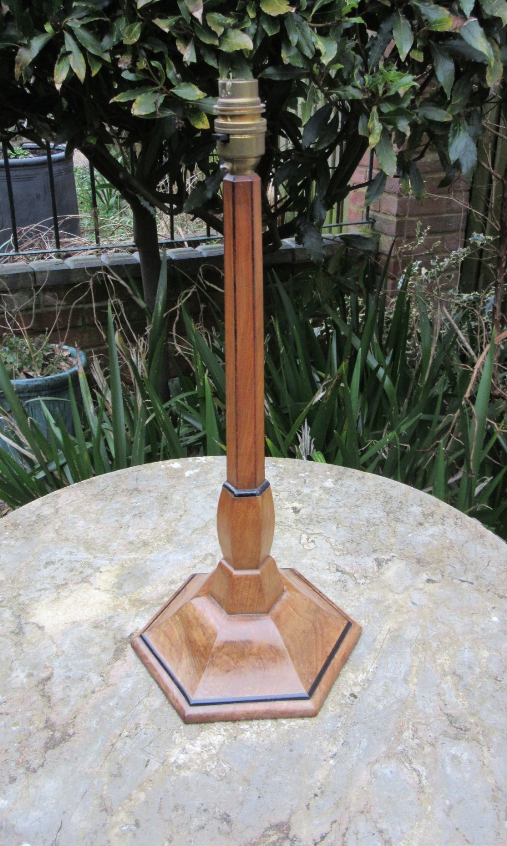 ART DECO WALNUT & EBONY TABLE LAMP