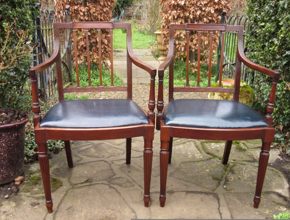 PAIR OF EDWARDIAN MAHOGANY CARVER ARMCHAIRS c1910