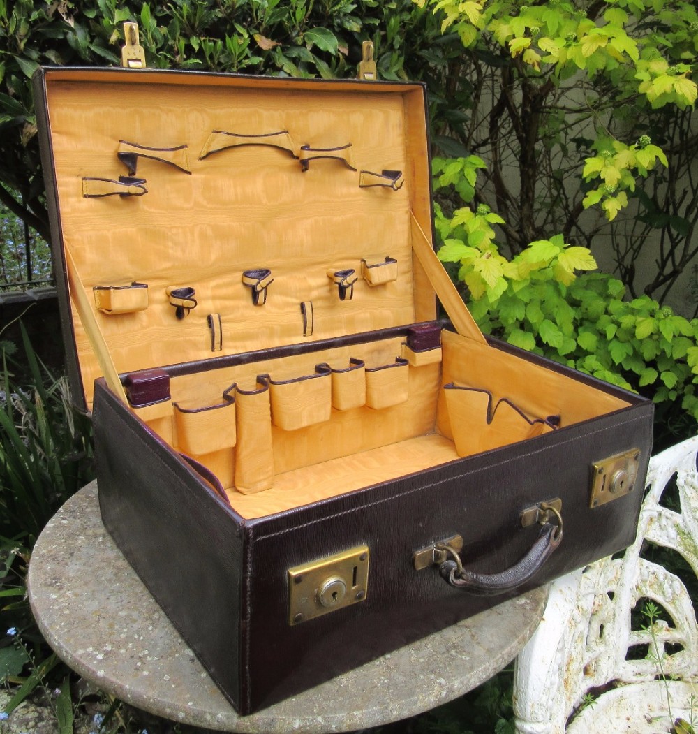 EDWARDIAN FITTED LEATHER SUITCASE by BRADSHAWS of SOHO