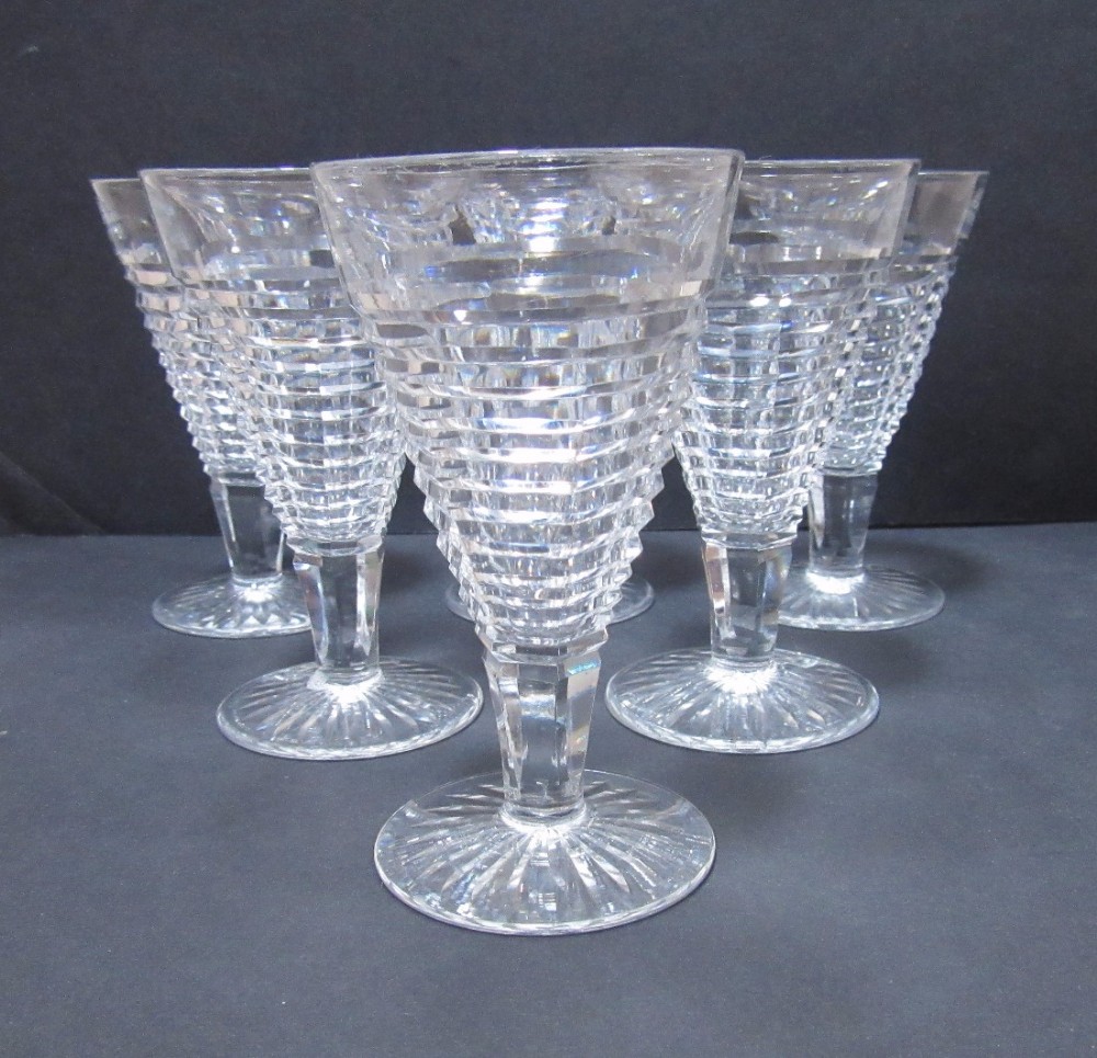 SET OF SIX ART DECO CUT PORT GLASSES