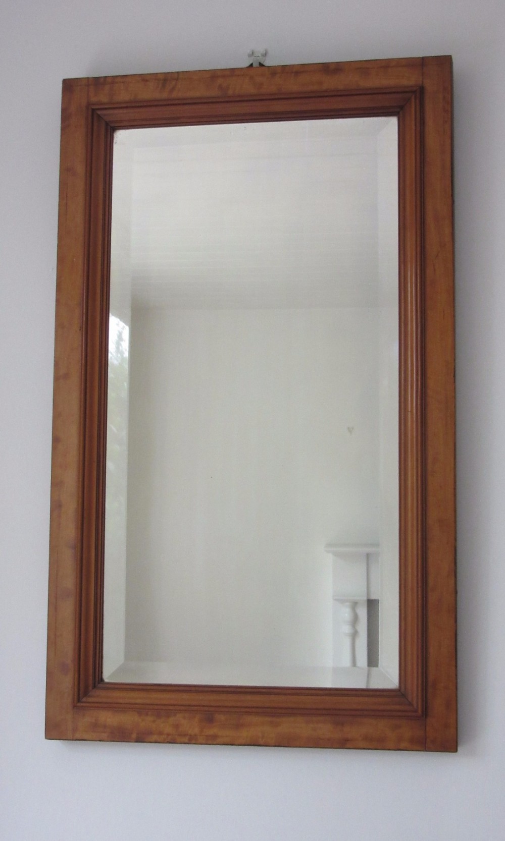 VICTORIAN SATINWOOD BEVELLED GLASS MIRROR