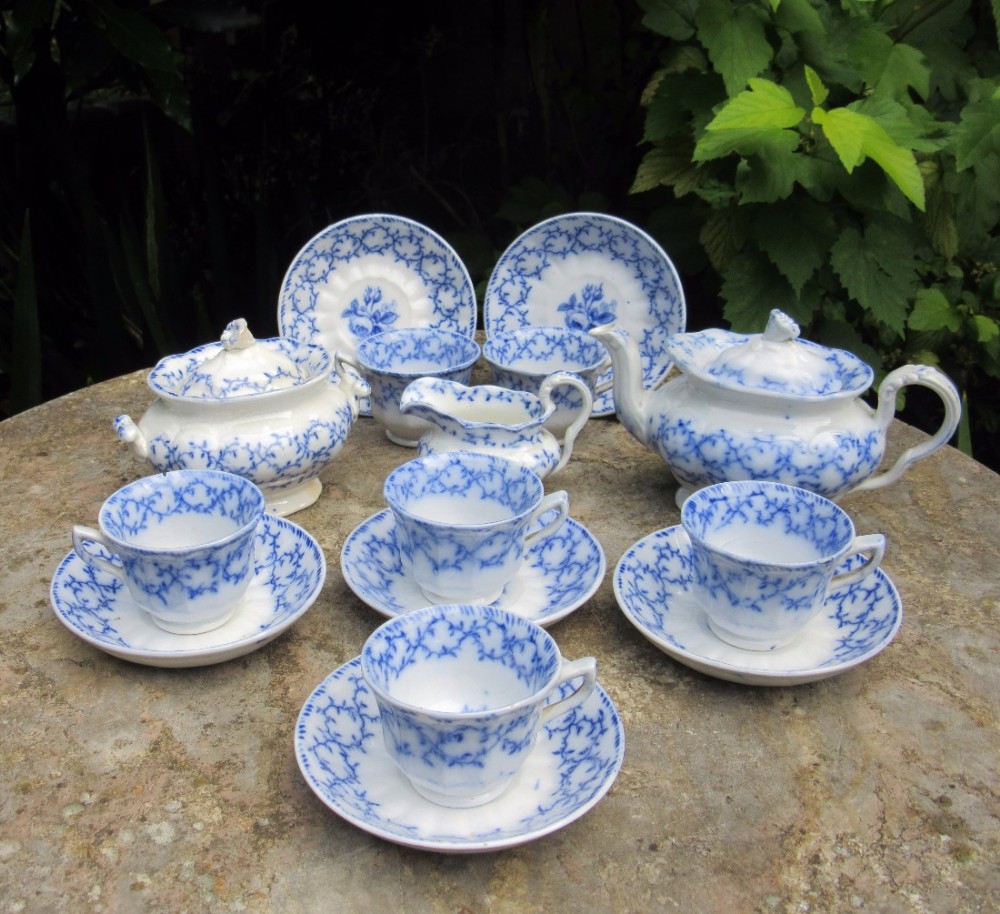 CHILD'S COMPLETE VICTORIAN POTTERY TEA SET by CHARLES MEIGH