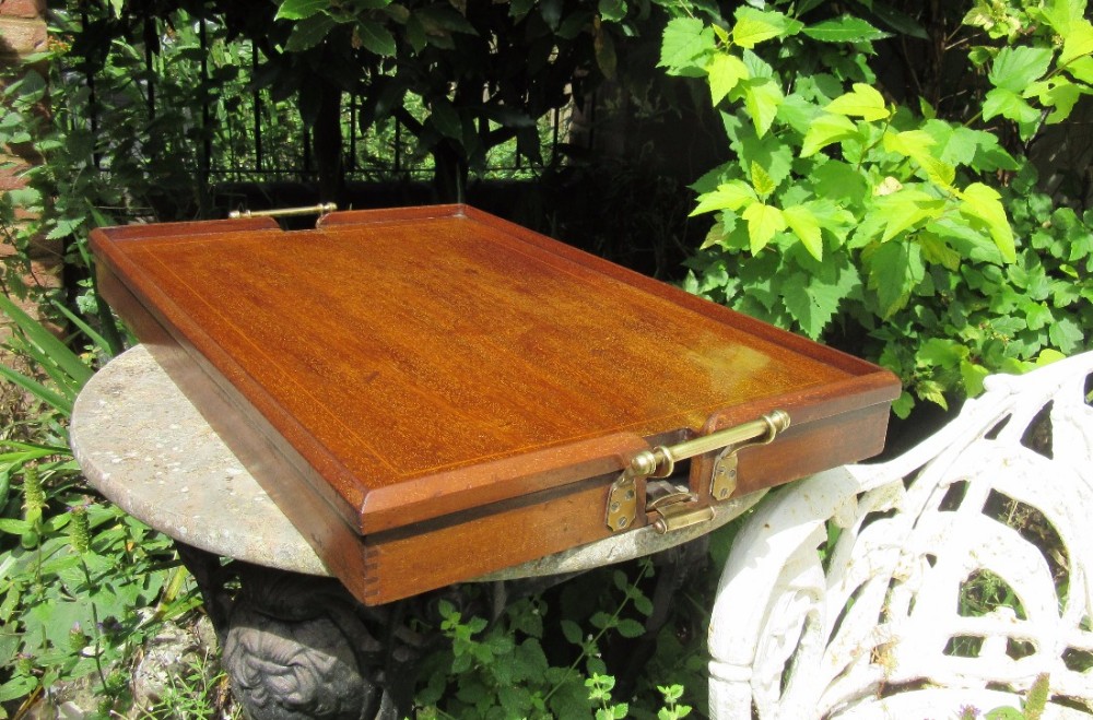 INLAID MAHOGANY METAMORPHIC BUTLER'S TRAY c1910