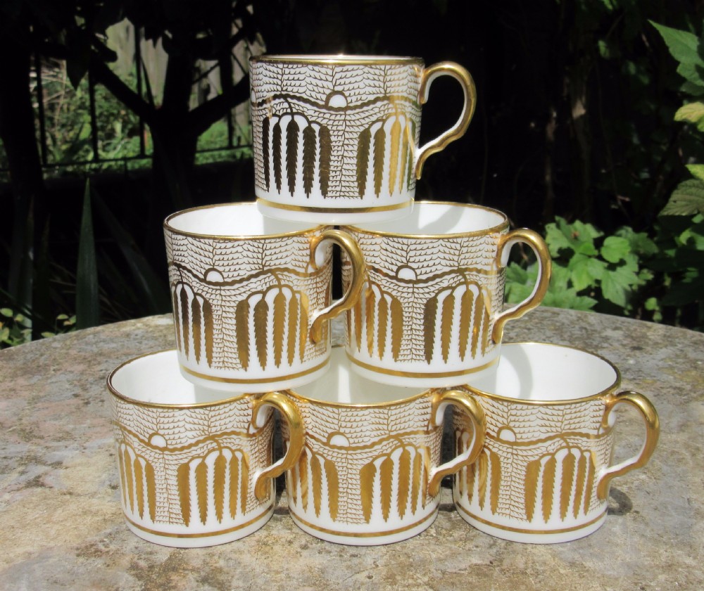 SET OF SIX ENGLISH PORCELAIN COFFEE CANS c1840