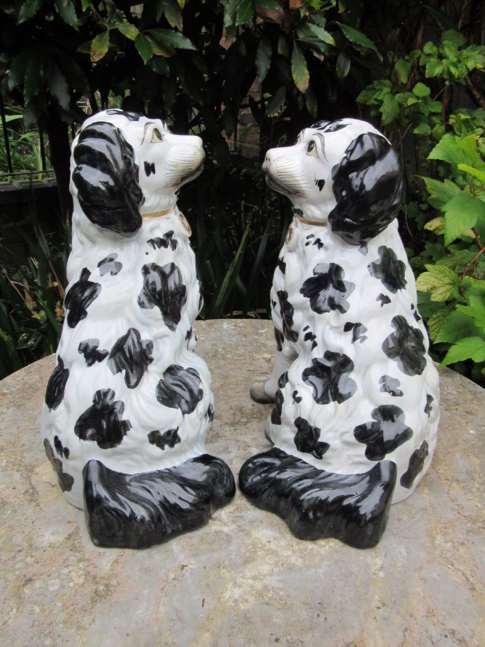 MAGNIFICENT PAIR OF VICTORIAN STAFFORDSHIRE DOGS c1850 View III