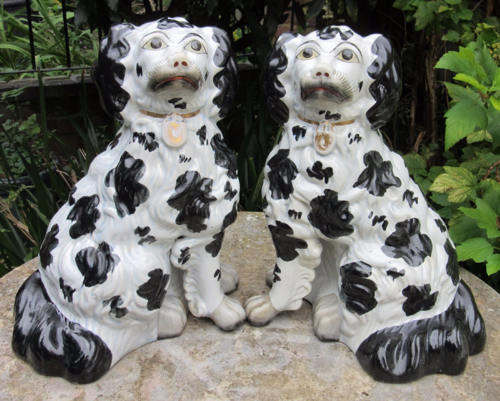 MAGNIFICENT PAIR OF VICTORIAN STAFFORDSHIRE DOGS c1850 View IX