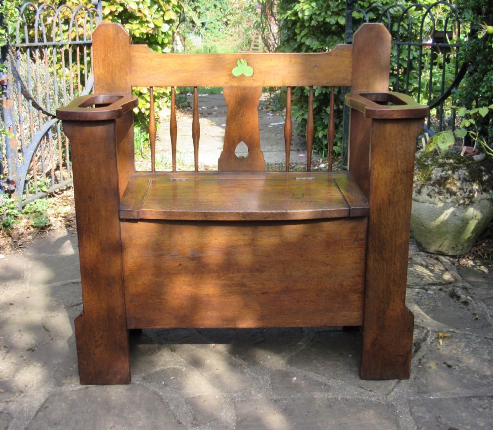 ARTS & CRAFTS OAK HALL BENCH UMBRELLA STAND View II