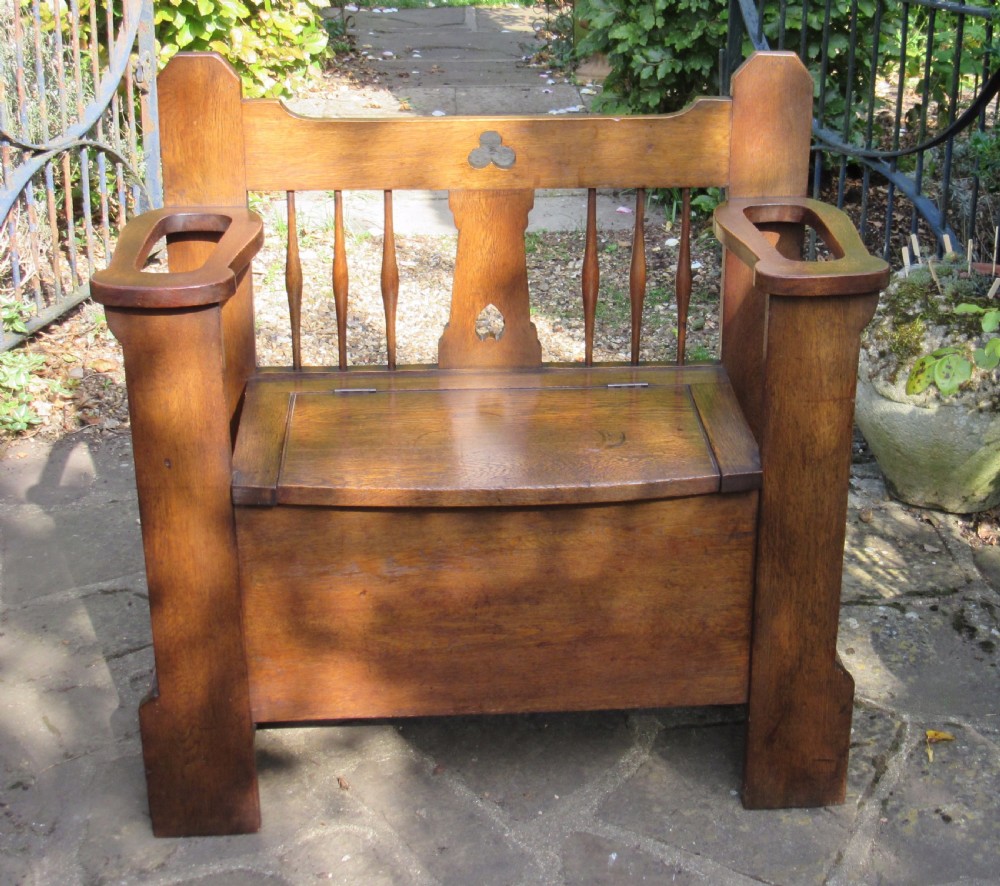 ARTS & CRAFTS OAK HALL BENCH UMBRELLA STAND View VI