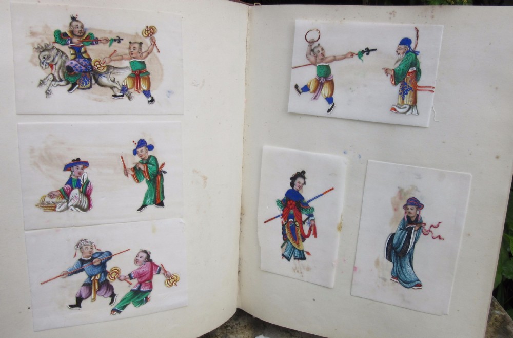 ALBUM OF 48 CHINESE RICE PAPER PAINTINGS View V