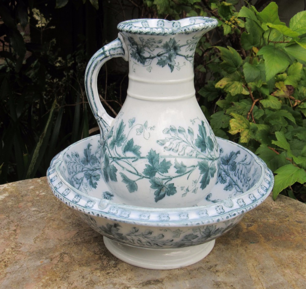 SMALL SAMUEL ALCOCK & Co LABURNUM JUG AND BASIN c1840 View III