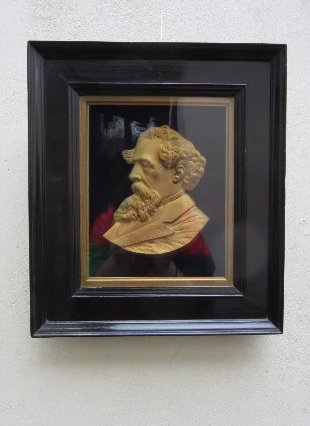 FINE CASED ORMOLU PORTRAIT OF CHARLES DICKENS c1860