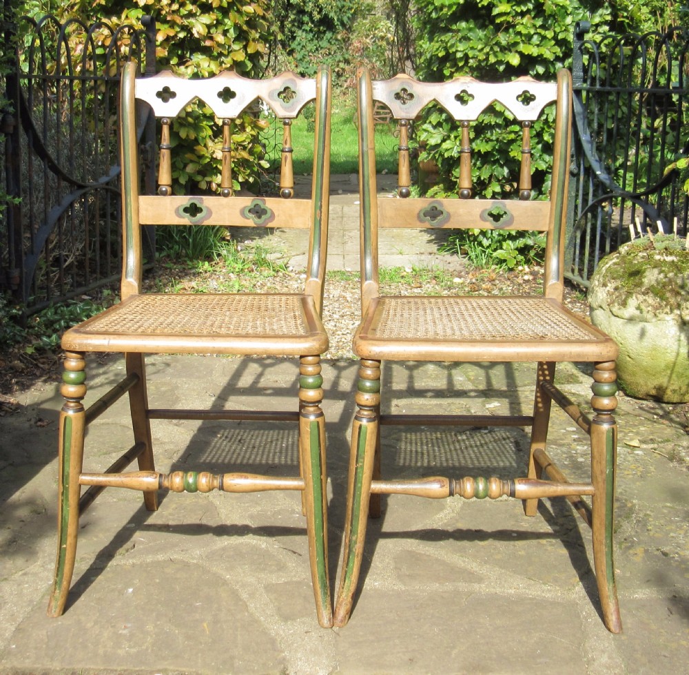 PAIR OF REGENCY PAINTED SIDE CHAIRS FROM REYMERSTON HALL View IV