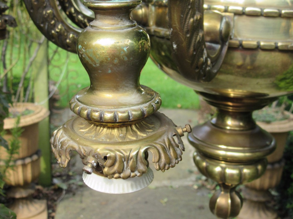 LARGE EDWARDIAN BRASS 8 BRANCH CHANDELIER  View II