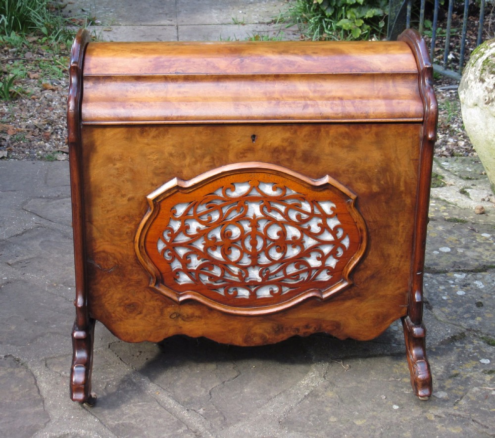 VICTORIAN BURR WALNUT CANTERBURY c1870 View II