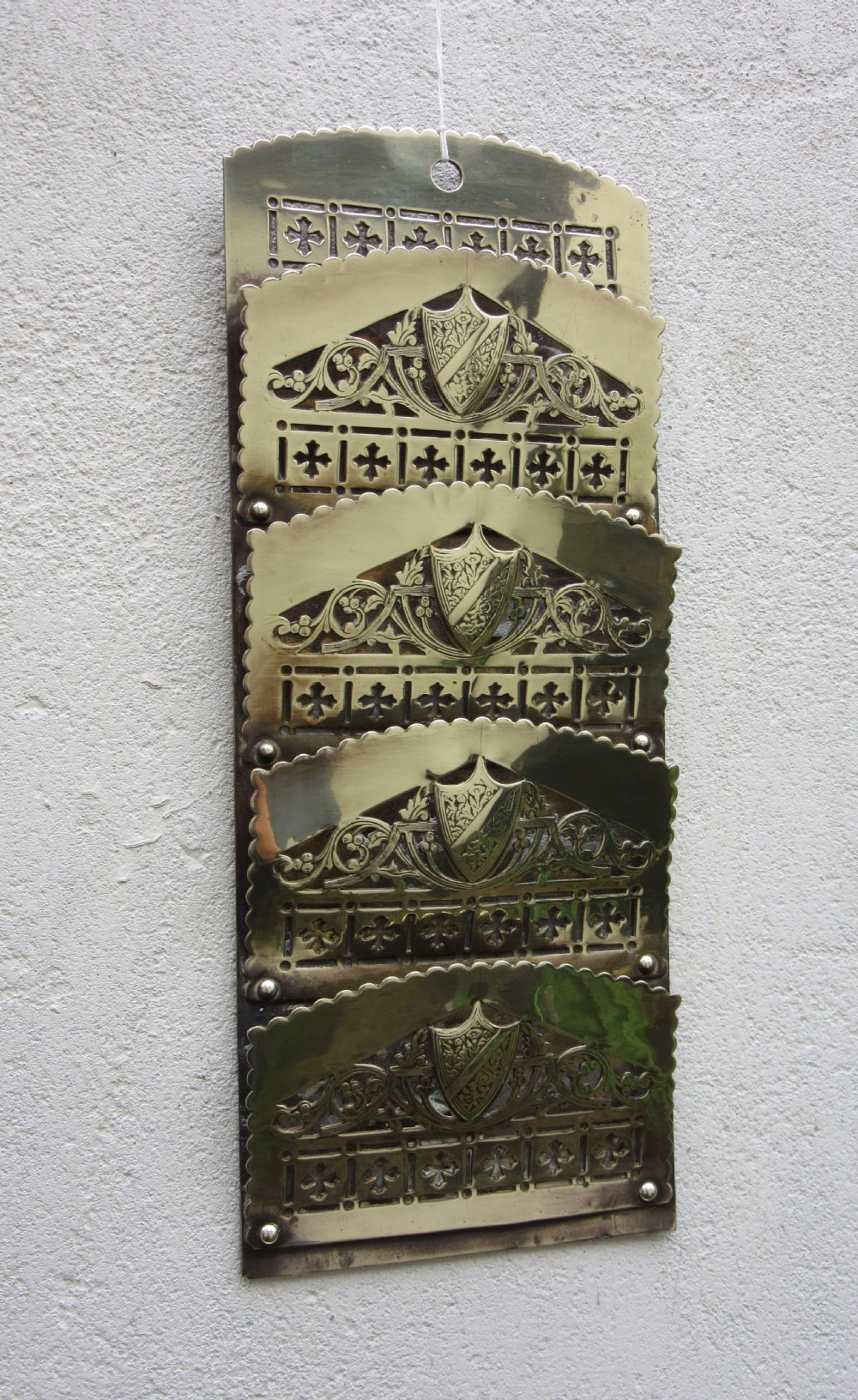 VICTORIAN PIERCED BRASS LETTER RACK c1880 View III
