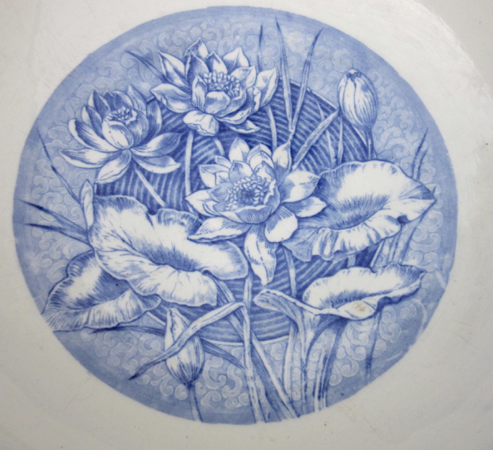 VERY LARGE VICTORIAN WEDGWOOD BLUE & WHITE PUNCH BOWL  View IV