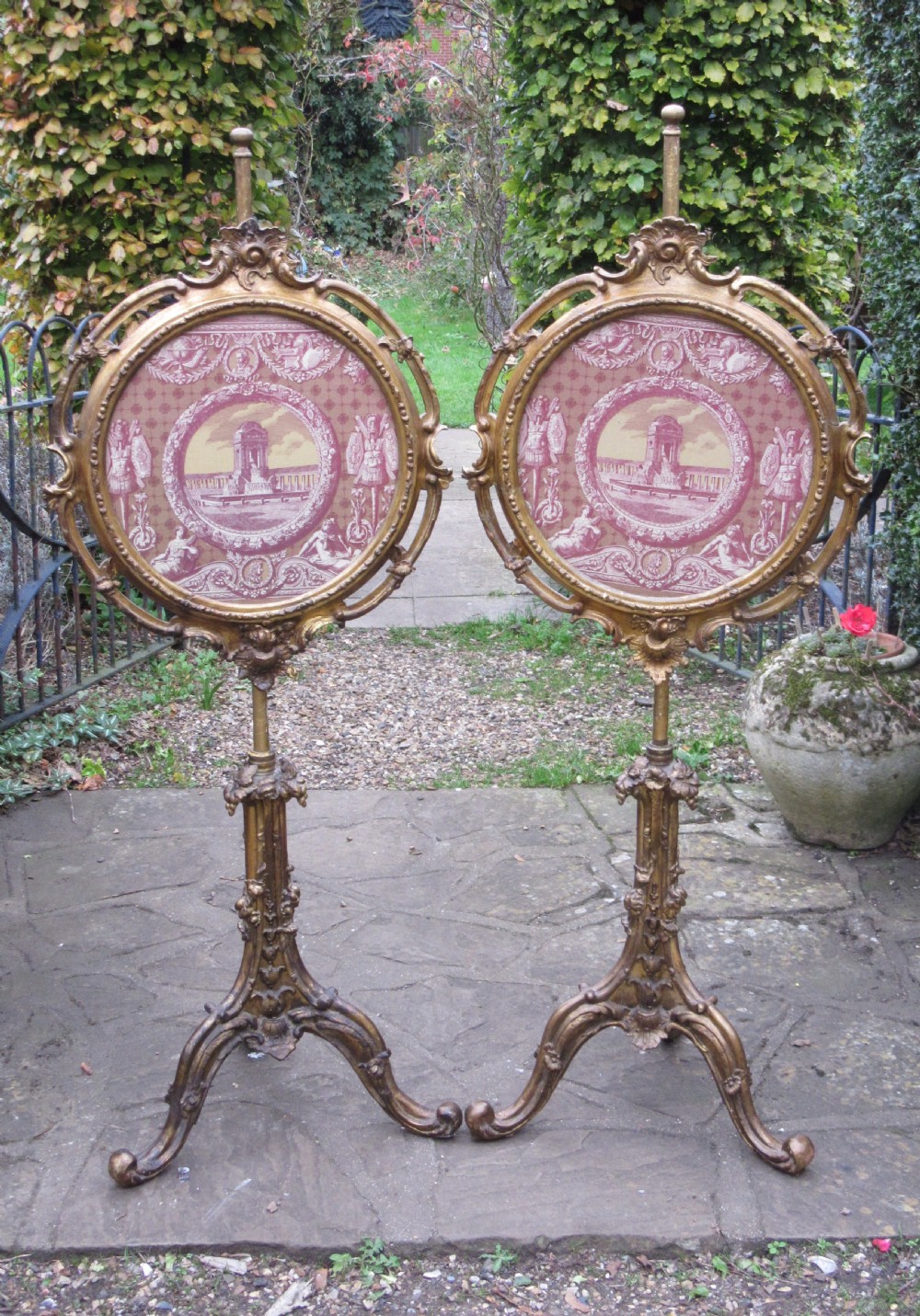 PAIR OF GILT POLE SCREENS c1850 View II