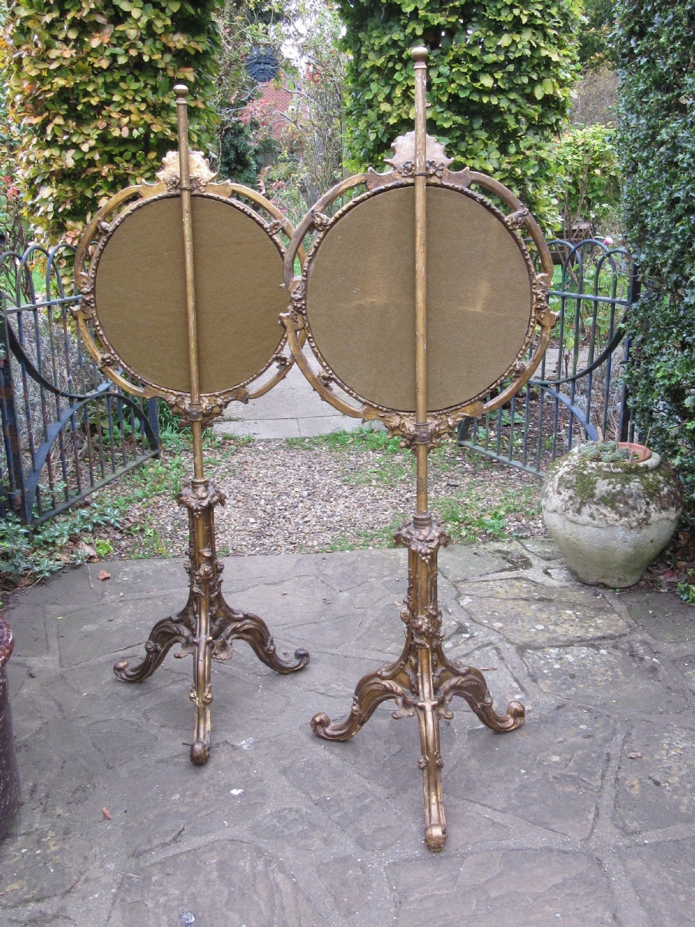 PAIR OF GILT POLE SCREENS c1850 View III