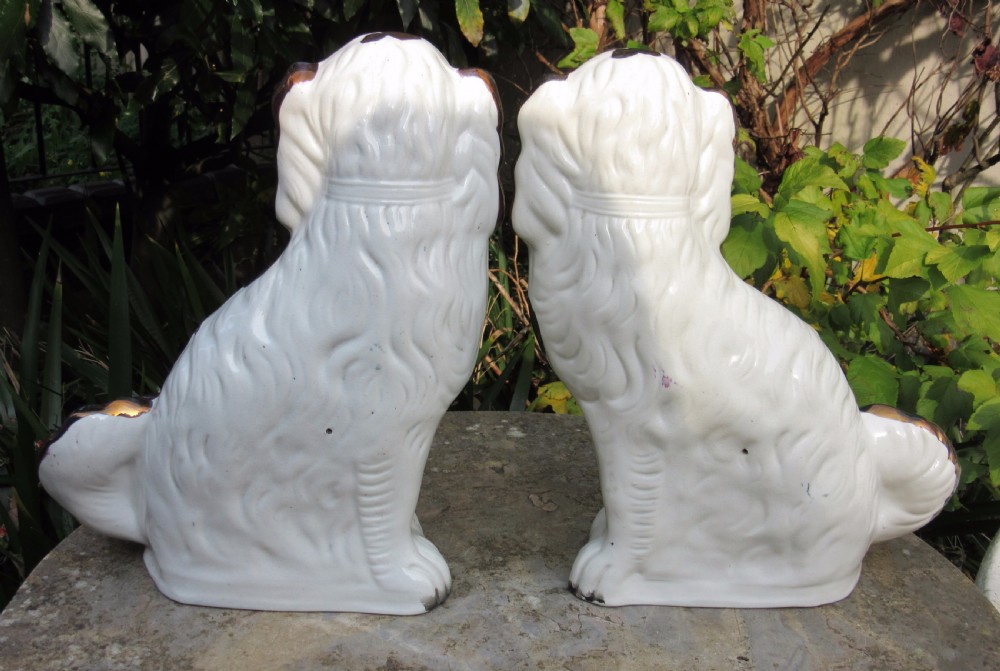 SUPER PAIR OF VICTORIAN COPPER LUSTRE STAFFORDSHIRE DOGS c1860 View V