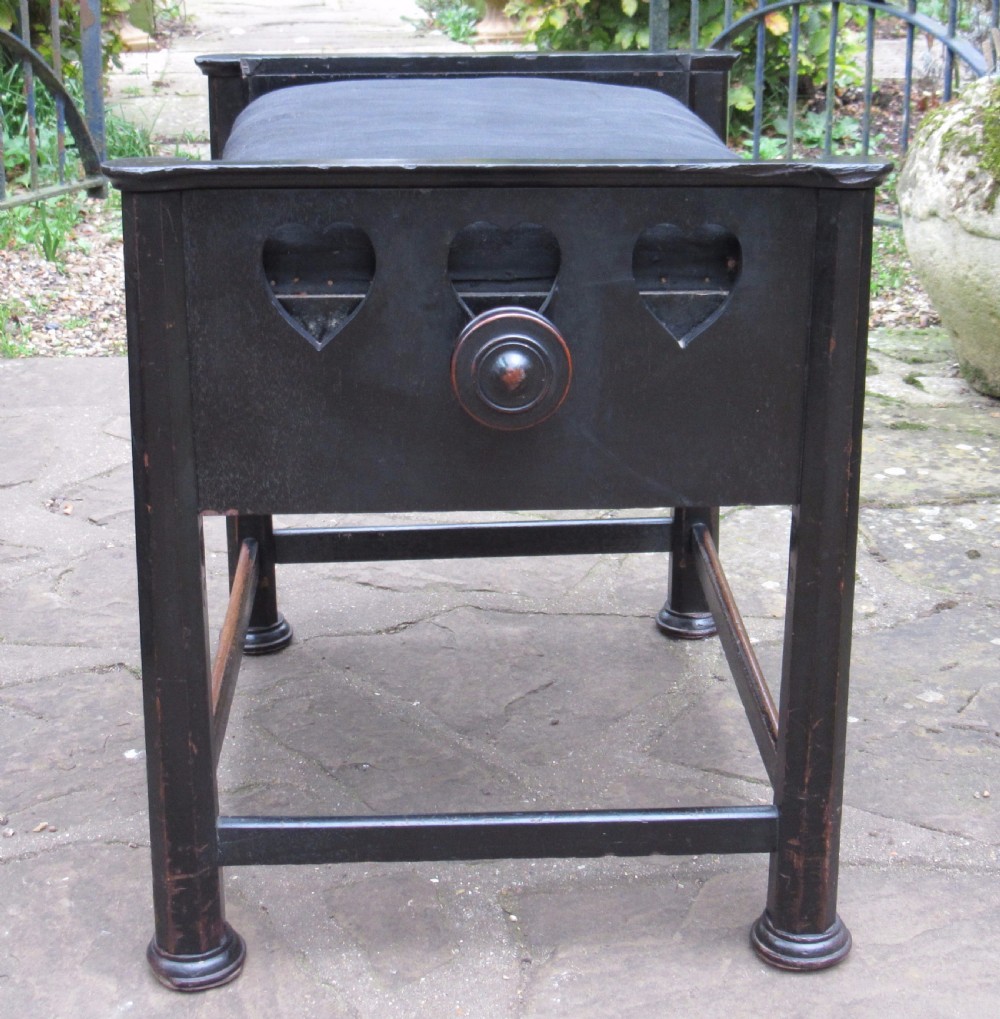 ARTS & CRAFTS LIBERTY STYLE ADJUSTABLE PIANO STOOL c1890 View II