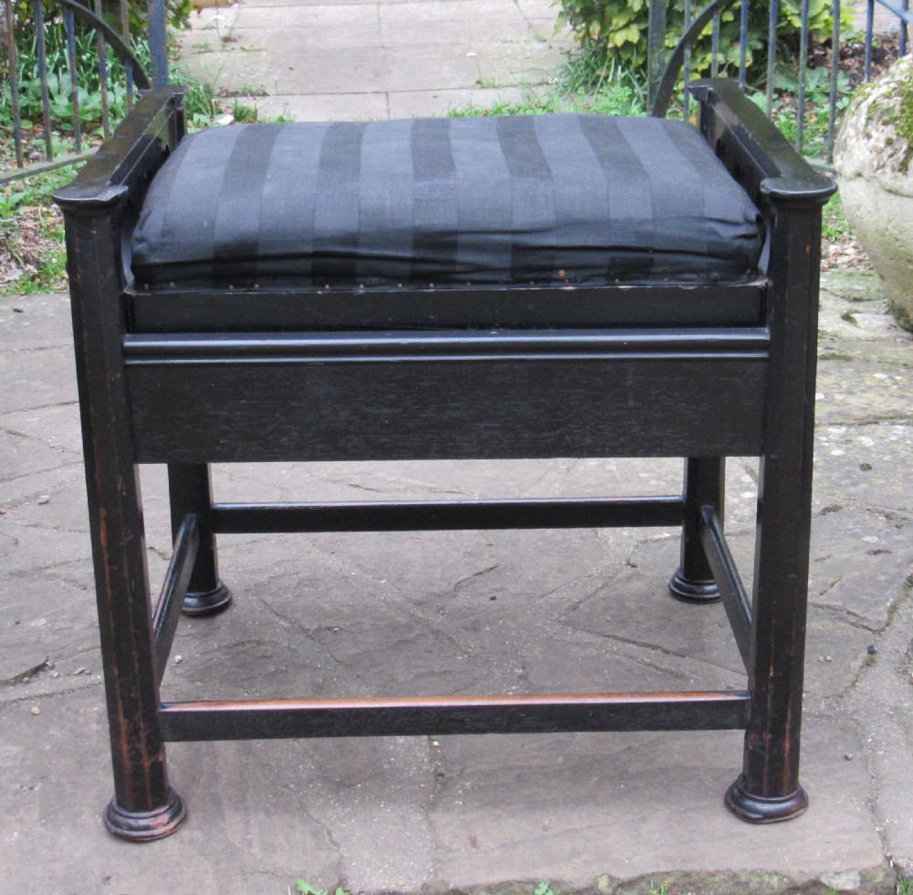 ARTS & CRAFTS LIBERTY STYLE ADJUSTABLE PIANO STOOL c1890 View V