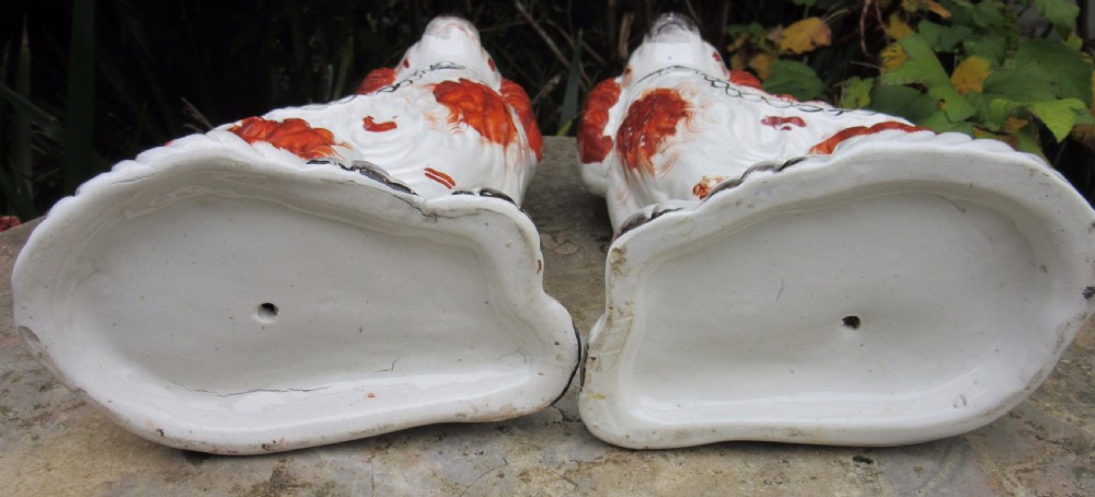 PAIR OF VICTORIAN RED & WHITE STAFFORDSHIRE DOGS c1860 View VII